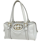 Gucci Handbag GG Logo Interlocking G Leather White
