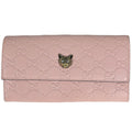 Gucci Wallet Guccissima Linea Cat Bifold Leather Pink