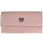 Gucci Wallet Guccissima Linea Cat Bifold Leather Pink