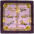 Hermes Carre 90 Jumping Scarf Horseback Riding Saddle Silk Purple Multicolor