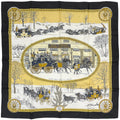 Hermes Carre 90 L'hiver en Poste Scarf Winter Mail Carriage Silk Black