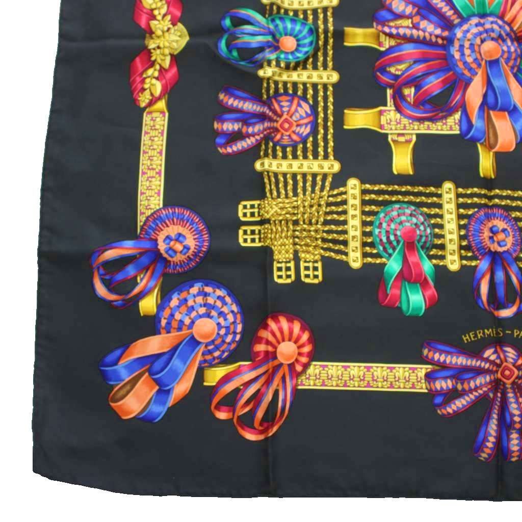 Hermes Carre 90 les Rubans du Cheval Scarf Large All Over Print Black Multicolor — view 4