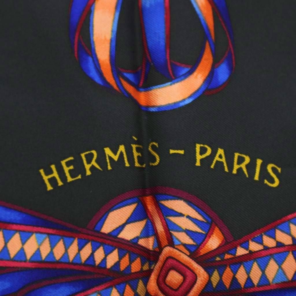 Hermes Carre 90 les Rubans du Cheval Scarf Large All Over Print Black Multicolor — view 6