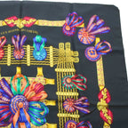 Hermes Carre 90 les Rubans du Cheval Scarf Large All Over Print Black Multicolor — view 3