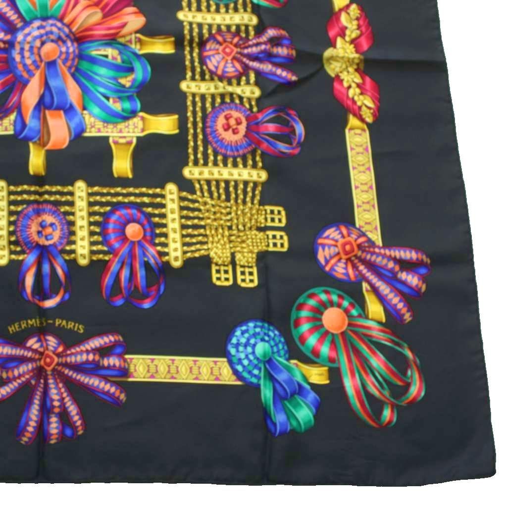 Hermes Carre 90 les Rubans du Cheval Scarf Large All Over Print Black Multicolor — view 5