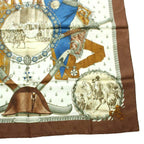 Hermes Carre 90 Napoleon Scarf Large All Over Print Brown White — view 5