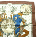 Hermes Carre 90 Napoleon Scarf Large All Over Print Brown White — view 3