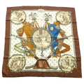 Hermes Carre 90 Napoleon Scarf Large All Over Print Brown White