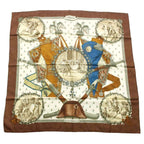 Hermes Carre 90 Napoleon Scarf Large All Over Print Brown White