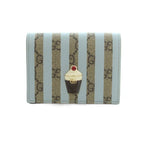 Gucci GG Supreme Ice Cream Card Case Wallet Bifold Coin Purse Striped Pattern