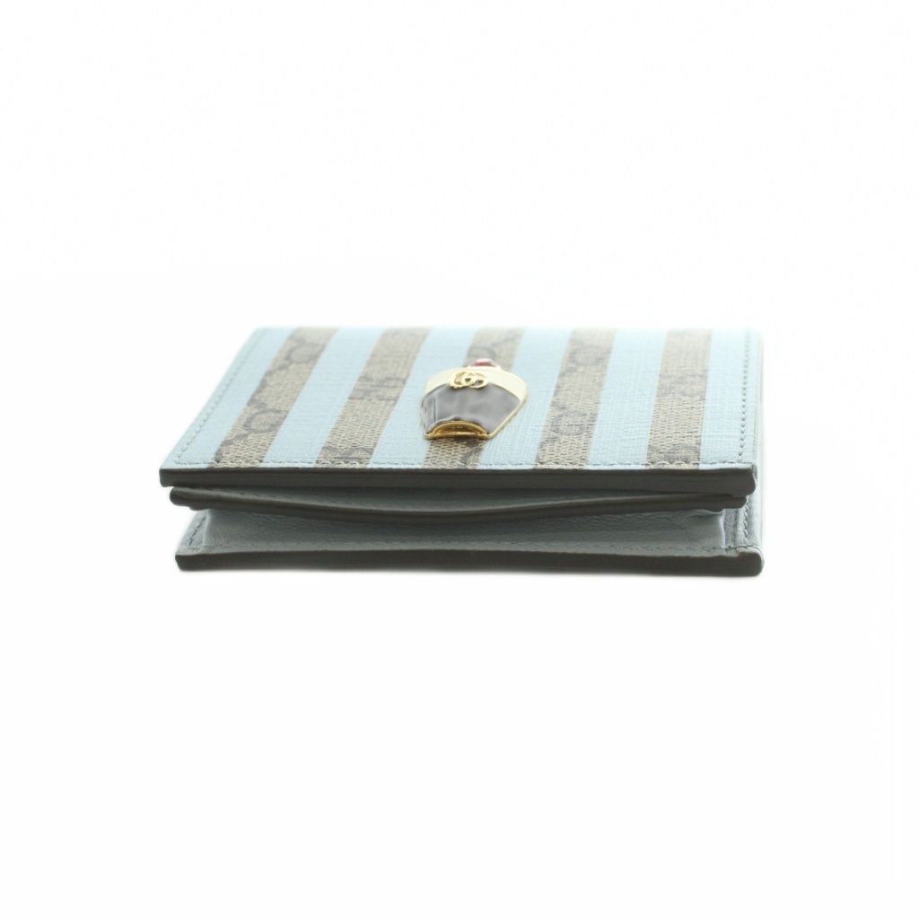 Gucci GG Supreme Ice Cream Card Case Wallet Bifold Coin Purse Striped Pattern — view 4