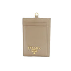 Prada Neck Holder Pass Case Leather Beige Pink — view 2