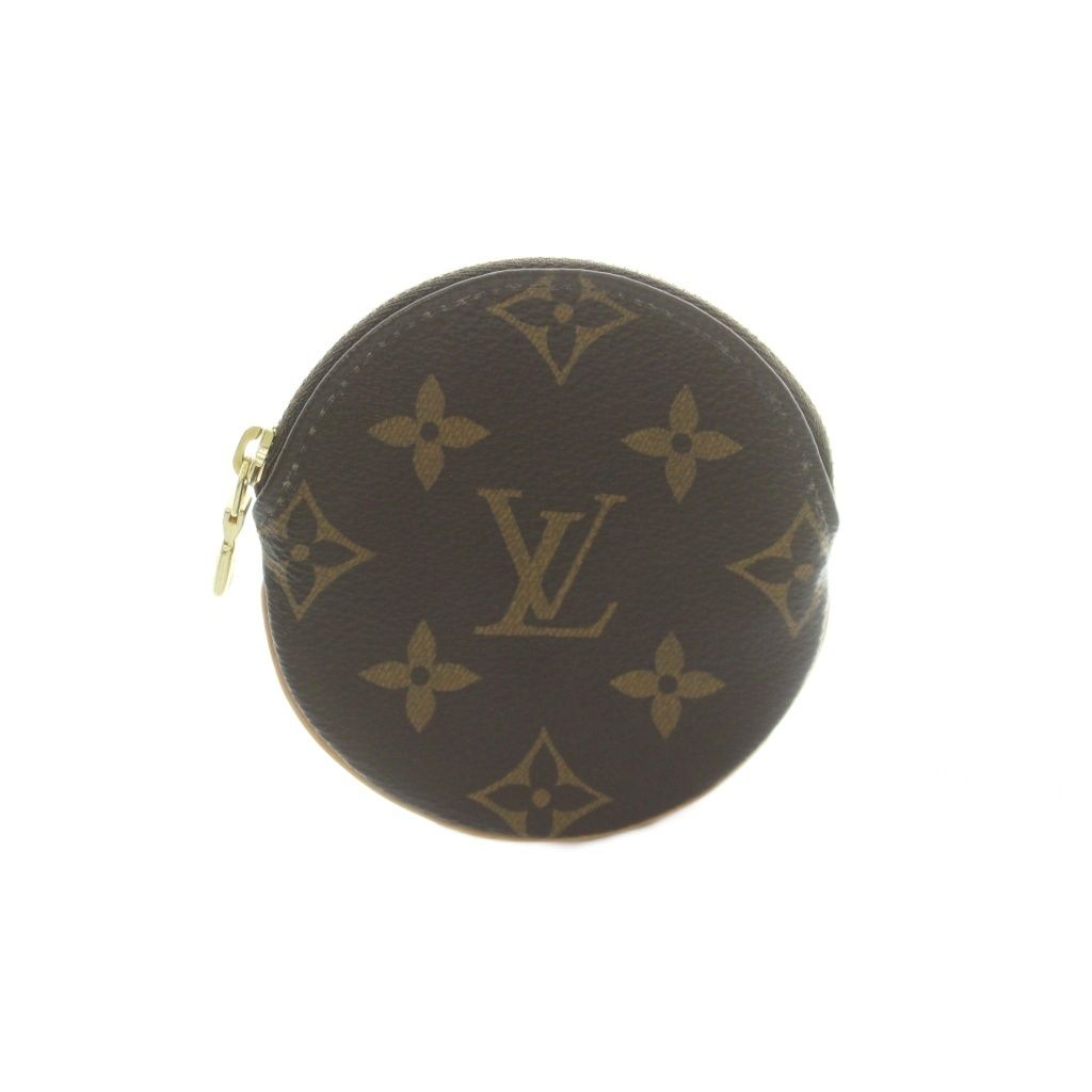 Louis Vuitton Porte Monnaie Rond Coin Purse Zip Around Monogram Pattern Brown