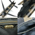 Fendi Handbag Pecan Logo Stripe Leather Khaki — view 8