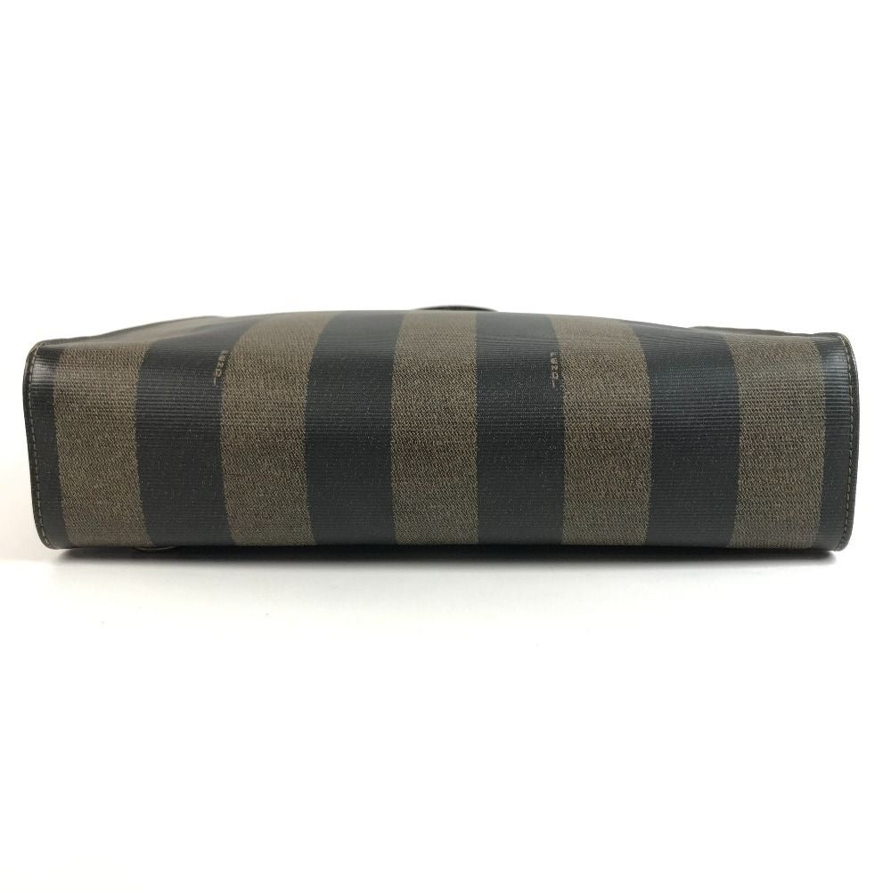 Fendi Handbag Pecan Logo Stripe Leather Khaki — view 5