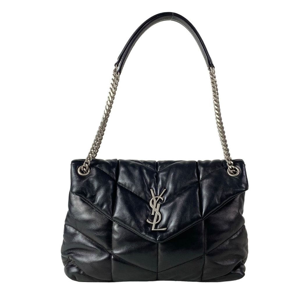 Saint Laurent Paris Shoulder Bag Loulou Puffer Medium Black Chain Leather