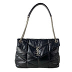 Saint Laurent Paris Shoulder Bag Loulou Puffer Medium Black Chain Leather