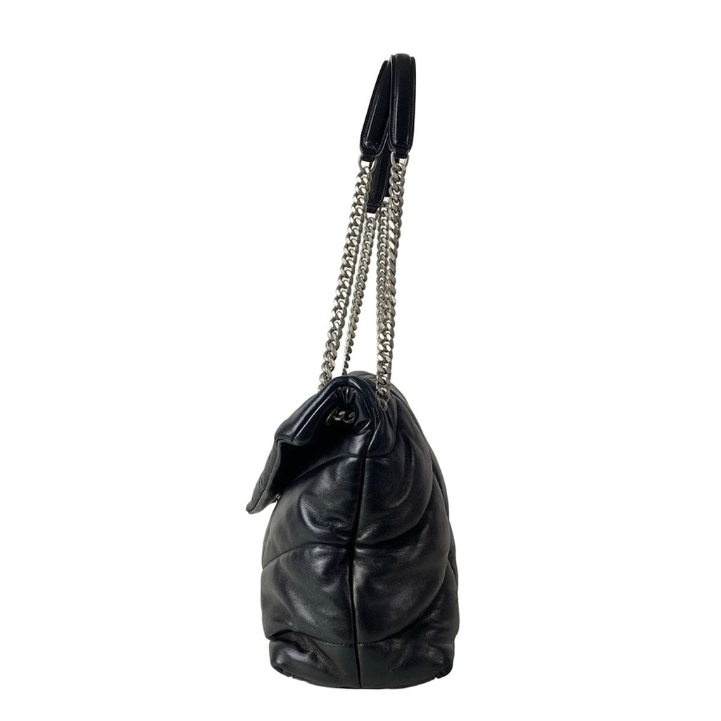 Saint Laurent Paris Shoulder Bag Loulou Puffer Medium Black Chain Leather — view 4