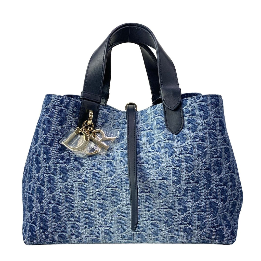 Dior Tote Bag Toujours Medium Blue Oblique Leather