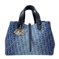 Dior Tote Bag Toujours Medium Blue Oblique Leather