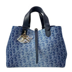 Dior Tote Bag Toujours Medium Blue Oblique Leather