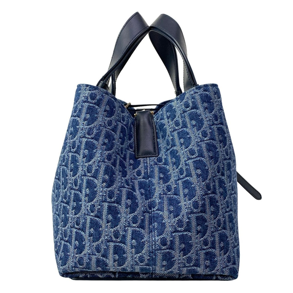 Dior Tote Bag Toujours Medium Blue Oblique Leather — view 2