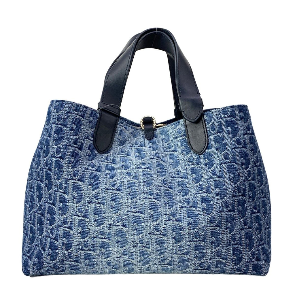 Dior Tote Bag Toujours Medium Blue Oblique Leather — view 3