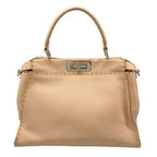 Fendi Handbag Peekaboo Iconic Medium Selleria Beige Leather — view 3