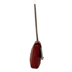 Chanel Shoulder Bag Red Silver Chain Leather — view 2