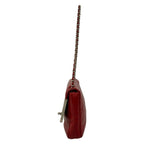 Chanel Shoulder Bag Red Silver Chain Leather — view 4