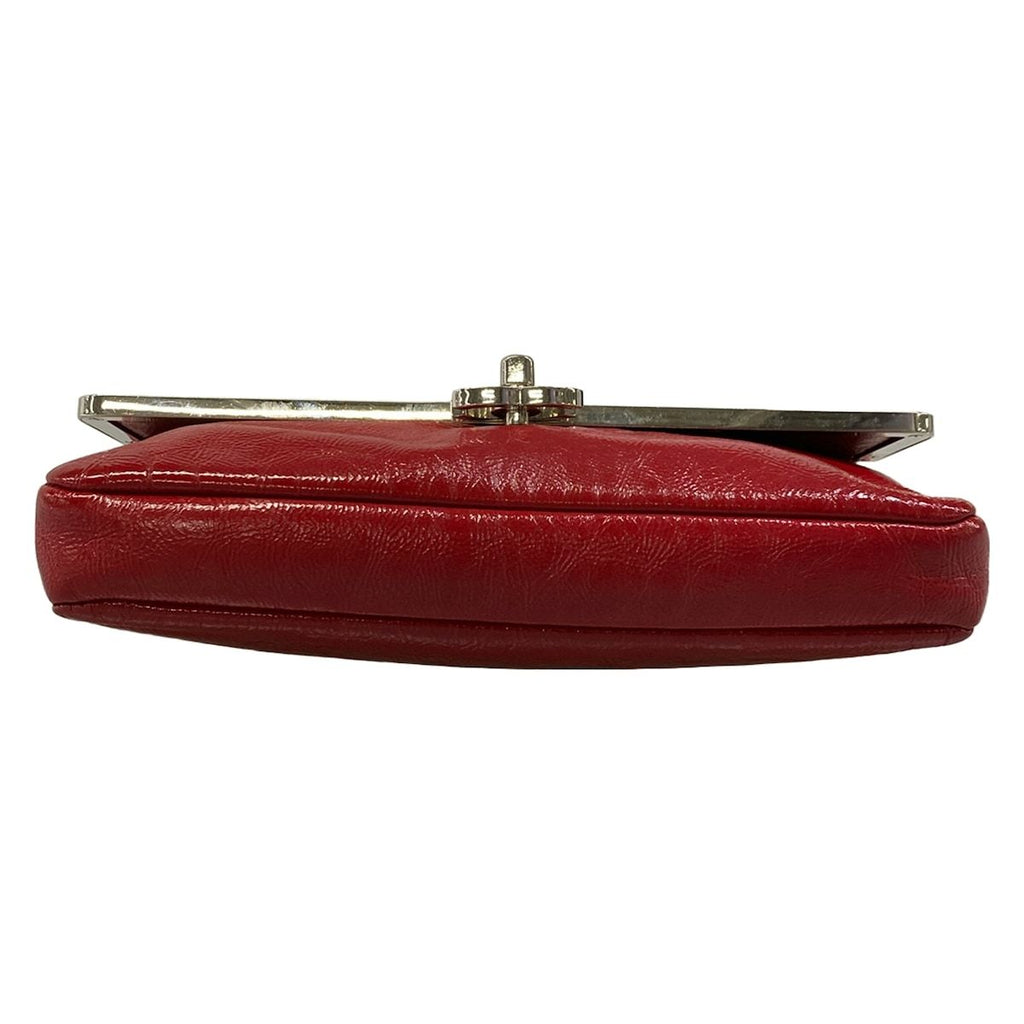 Chanel Shoulder Bag Red Silver Chain Leather — view 5