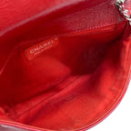 Chanel Shoulder Bag Red Silver Chain Leather — view 7