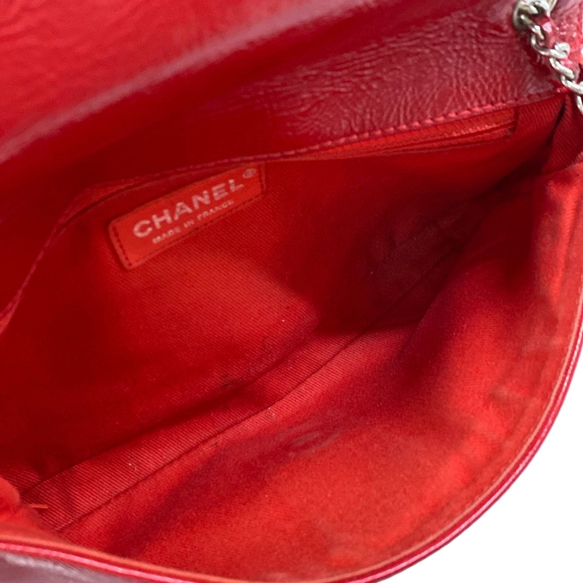 Chanel Shoulder Bag Red Silver Chain Leather — view 7
