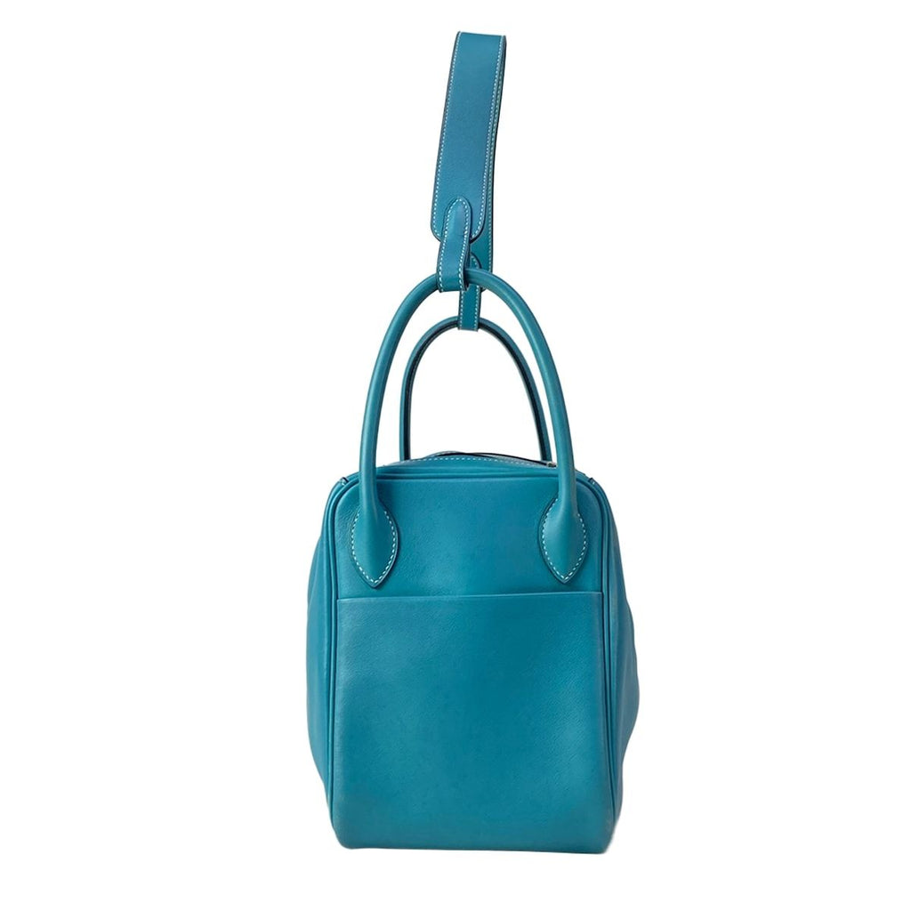 Hermes Shoulder Bag Lindy 30 Turquoise Silver — view 2