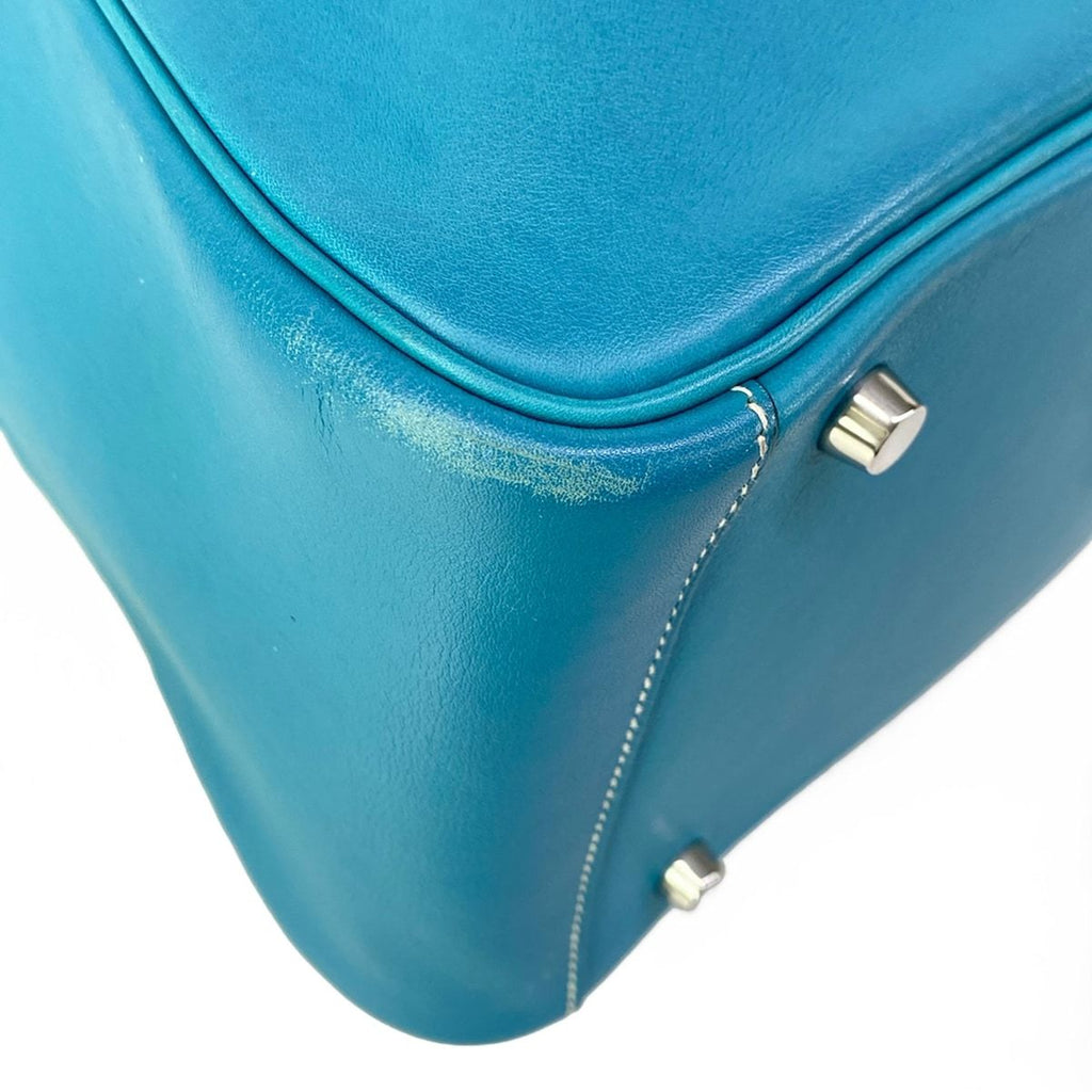 Hermes Shoulder Bag Lindy 30 Turquoise Silver — view 8