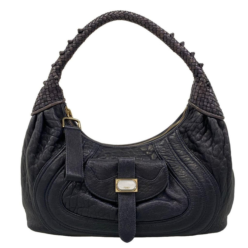 Fendi Shoulder Bag Spy Dark Navy Braided Leather