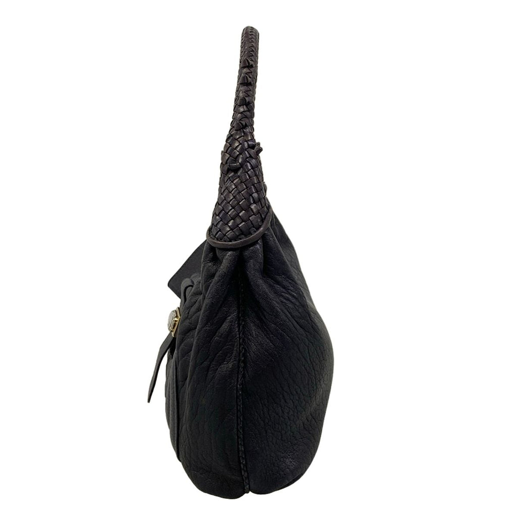 Fendi Shoulder Bag Spy Dark Navy Braided Leather — view 4