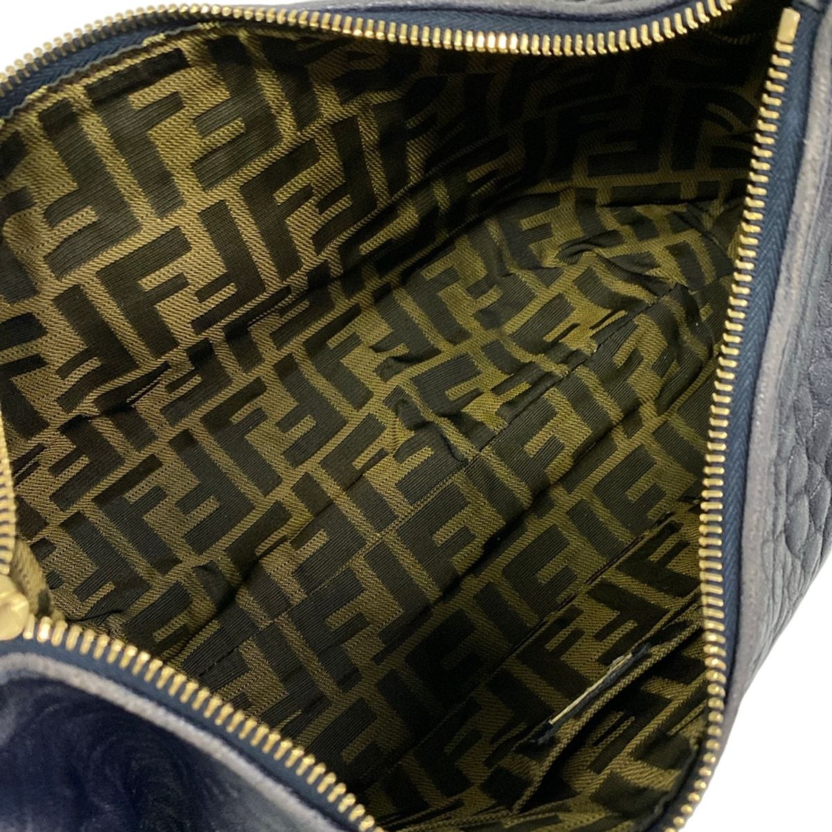 Fendi Shoulder Bag Spy Dark Navy Braided Leather — view 7