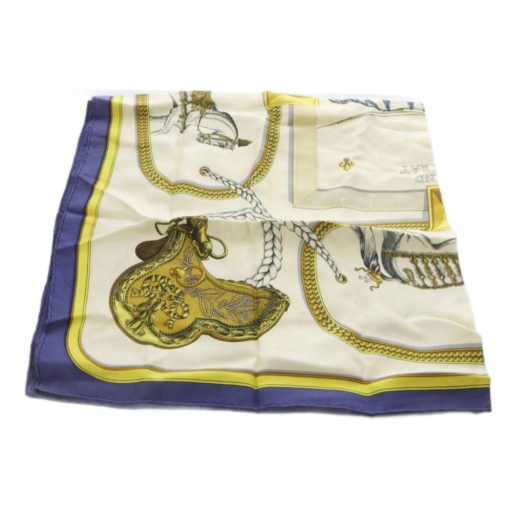 Hermes Scarf Carre 90 Grand Apparat Gran Apara Dressed Horse Ivory — view 7