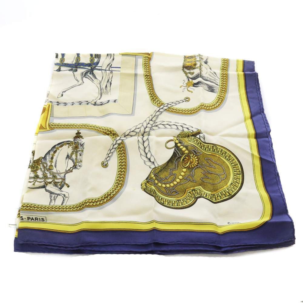 Hermes Scarf Carre 90 Grand Apparat Gran Apara Dressed Horse Ivory — view 6