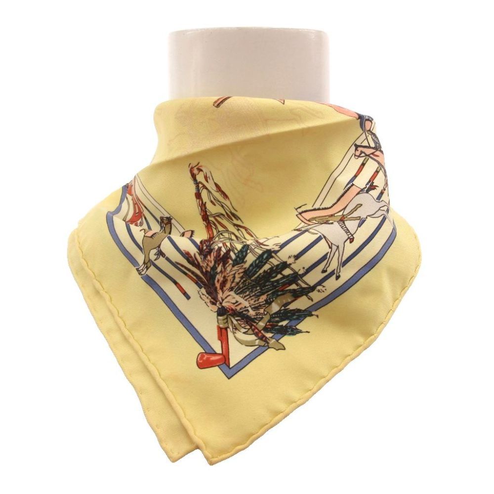 Hermes Pani la Shar Pawnee Carre 40 Scarf Silk Yellow Multicolor — view 3