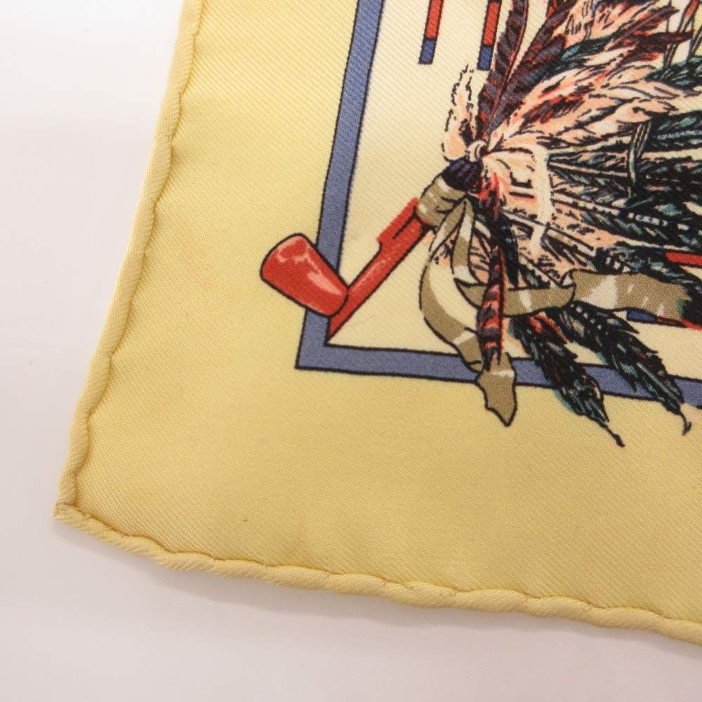 Hermes Pani la Shar Pawnee Carre 40 Scarf Silk Yellow Multicolor — view 6