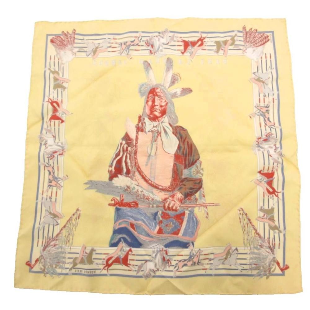 Hermes Pani la Shar Pawnee Carre 40 Scarf Silk Yellow Multicolor — view 2