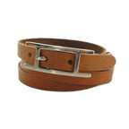 Hermes Bracelet Bangle Hapi Leather H Buckle Brown — view 2