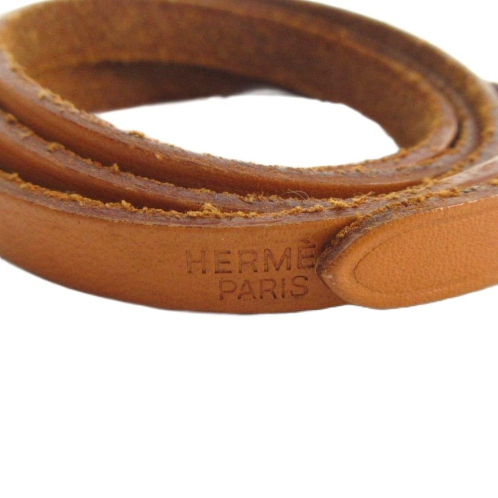 Hermes Bracelet Bangle Hapi Leather H Buckle Brown — view 6