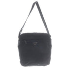 Prada Plate Nylon Shoulder Bag Black