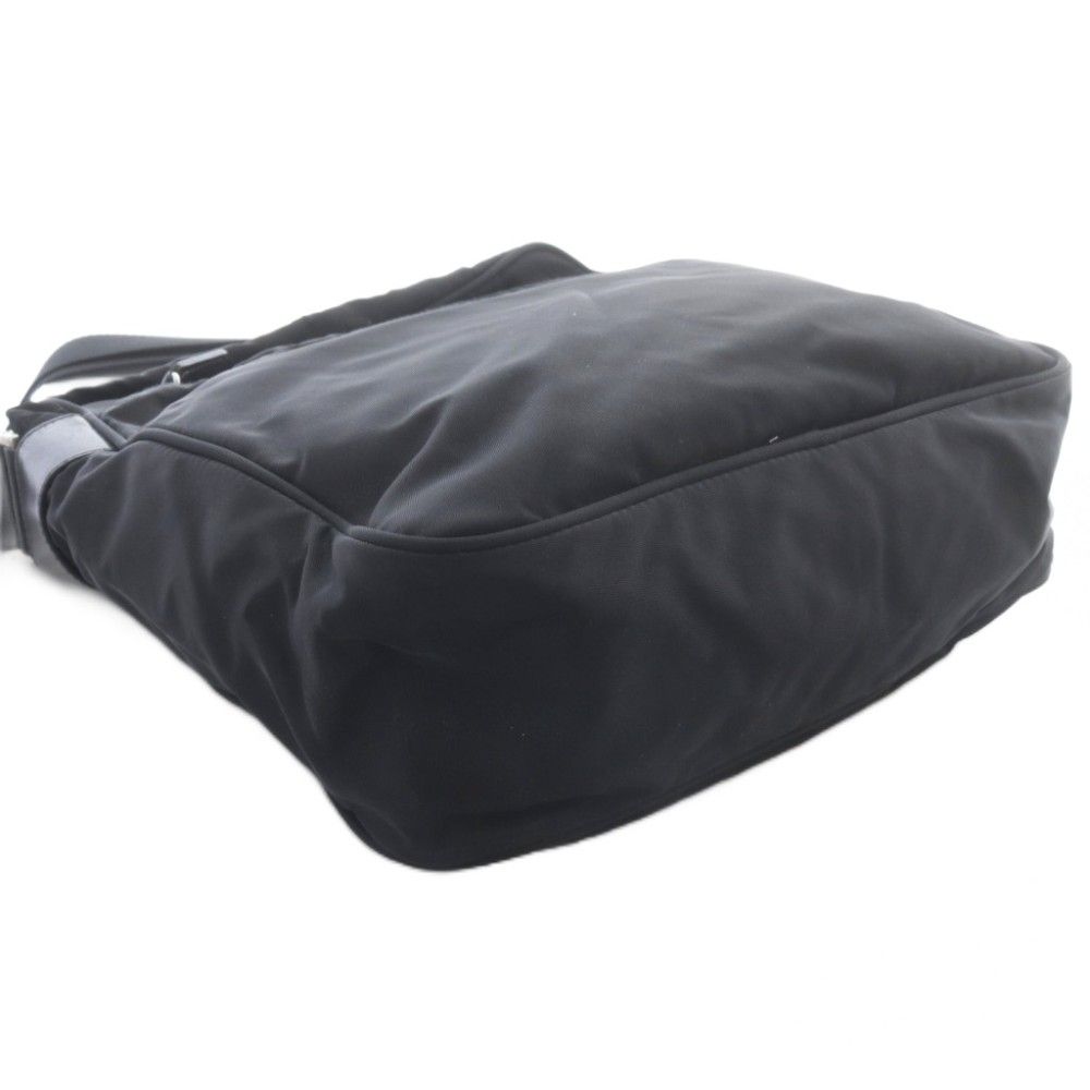 Prada Plate Nylon Shoulder Bag Black — view 4