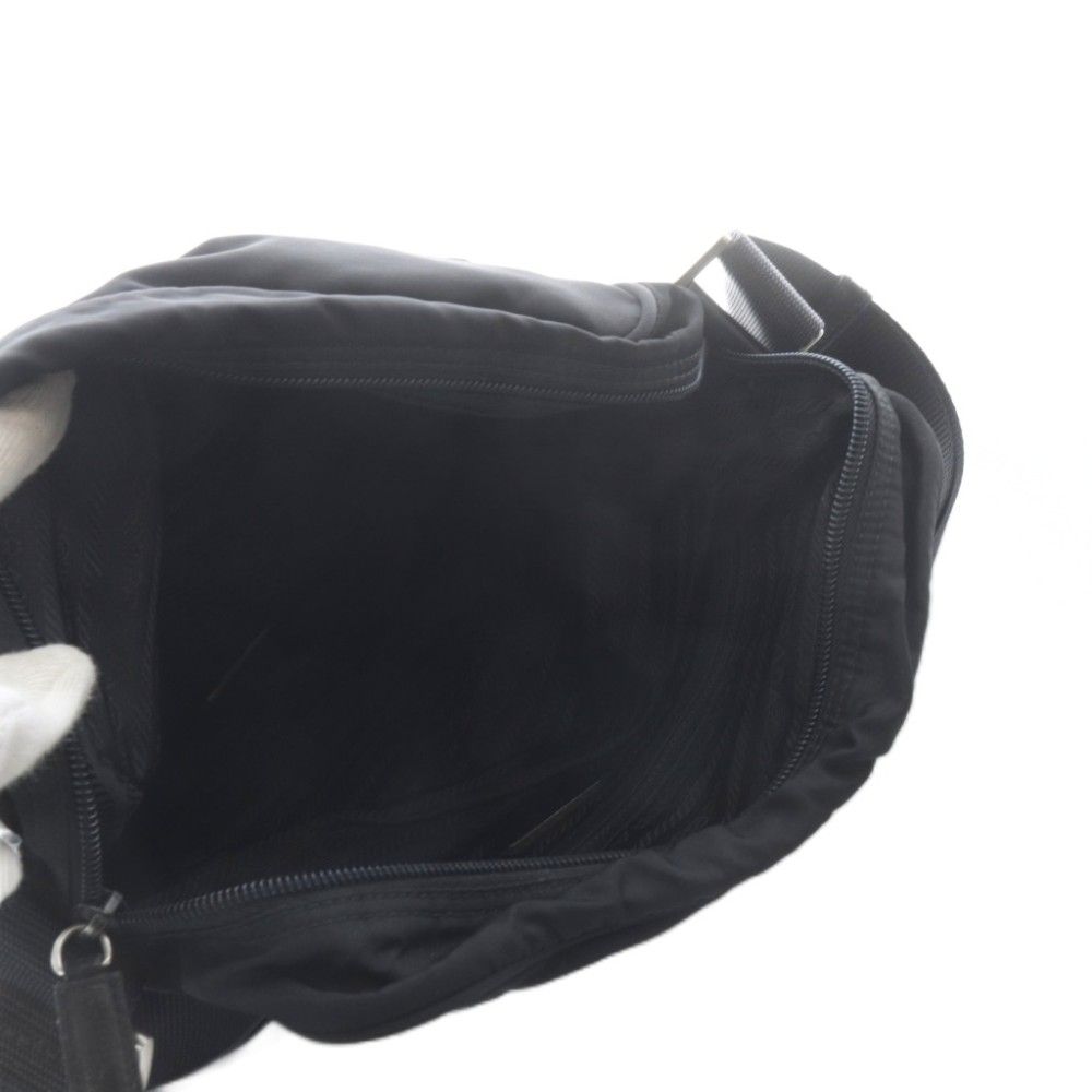 Prada Plate Nylon Shoulder Bag Black — view 5