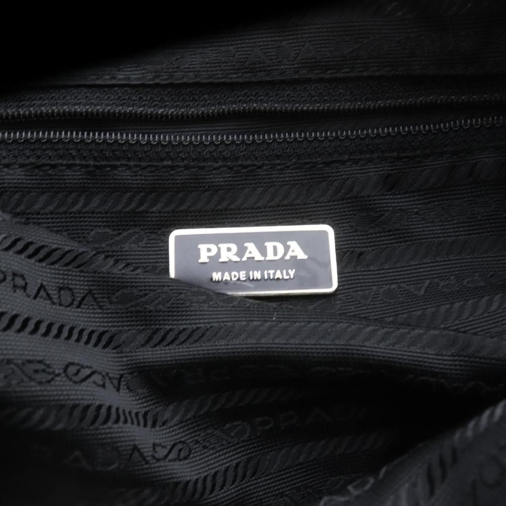 Prada Plate Nylon Shoulder Bag Black — view 6