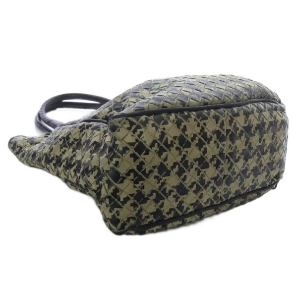Bottega Veneta Intrecciato Houndstooth Pattern Tote Bag Hand Bicolor Black Ivory — view 6